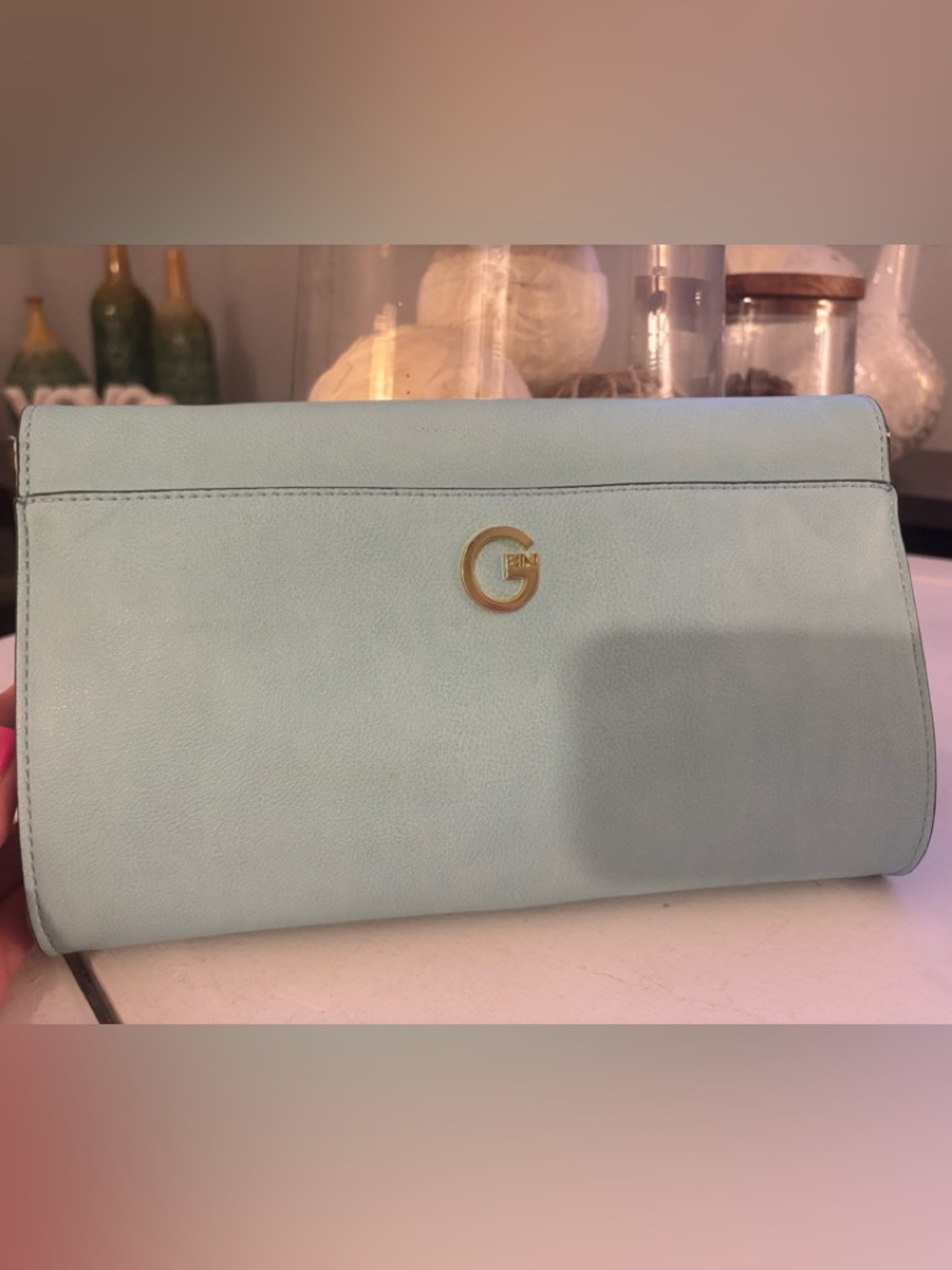 Gianni Bini Mint Green Scalloped Envelope Clutch - Picture 2 of 4